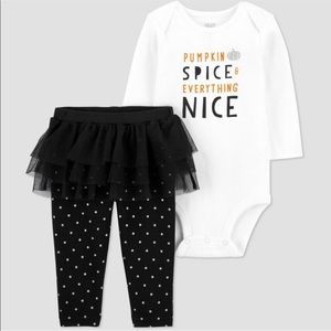 Pumpkin Spice tutu bodysuit outfit NWT size 9 mo